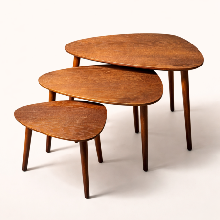 طقم سكملات شبه مثلث خشب مع ارجل خشبية 3 قطع