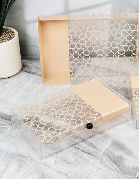 مضيفة اكروليك مع غطاء نص بيج نص مرسم مع يد اسود 35x20CM