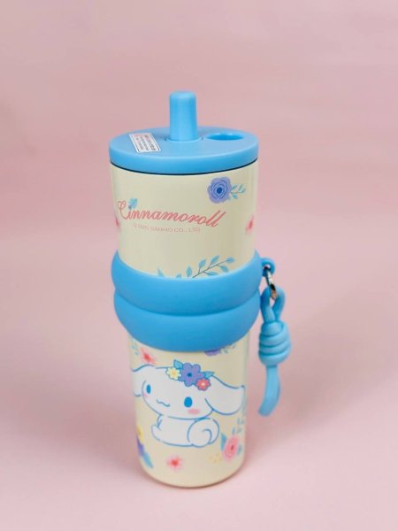 مطرة / مج / حافظة سخن / بارد ستانلس مرسم مع مصاصة وتعليقة