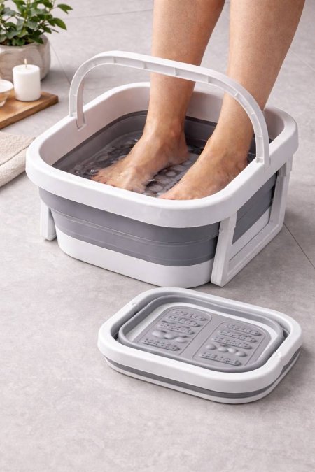 سطل / دلو / حوض سيليكون للتدليك القدمين