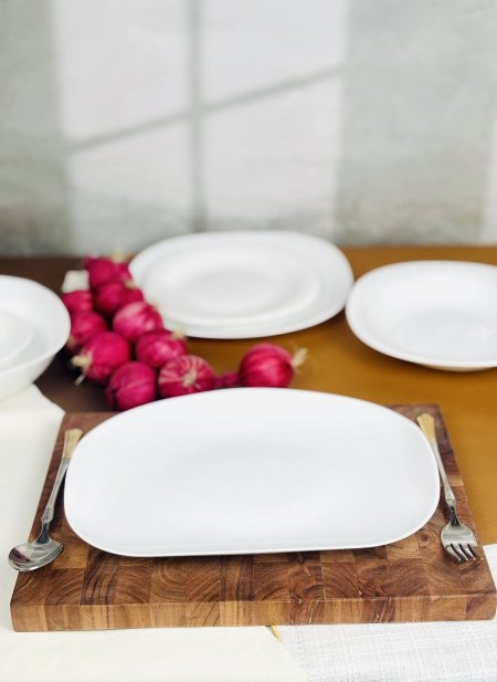 جاط / صحن اوبال شوعاني مربع ابيض سادة 30CM