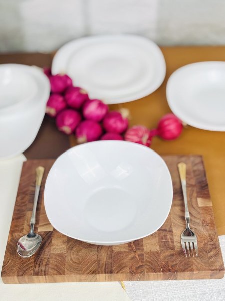 جاط / صحن اوبال شوعاني مربع ابيض سادة مجور 21CM