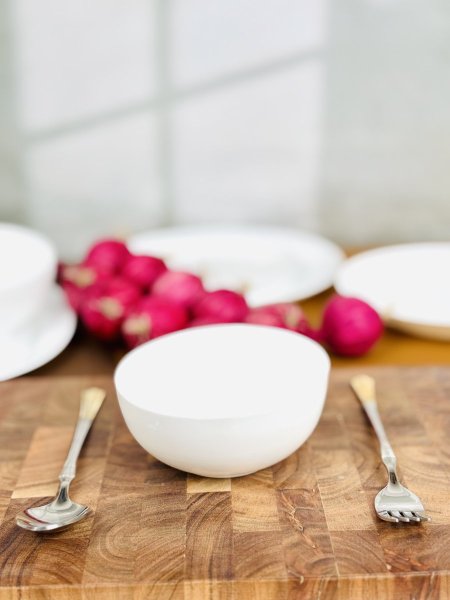 زبدية اوبال شوعاني دائري ابيض سادة مجور 13CM