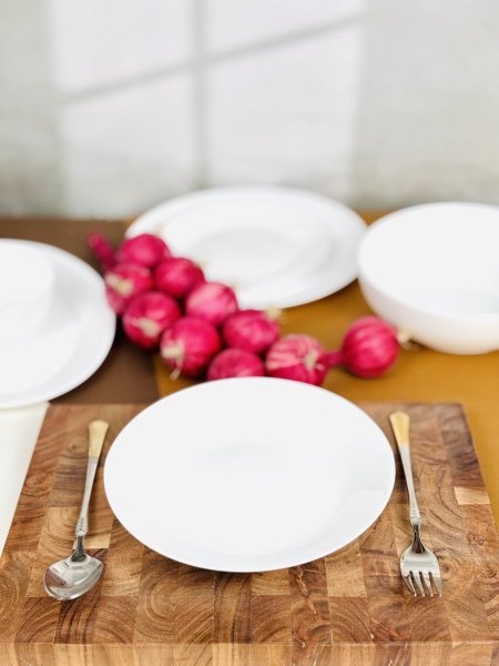 صحن / جاط اوبال شوعاني دائري ابيض سادة مجور 21CM