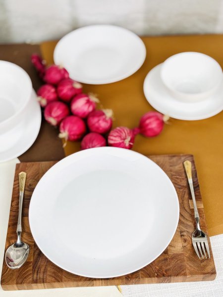 صحن / جاط اوبال شوعاني دائري ابيض سادة 26CM