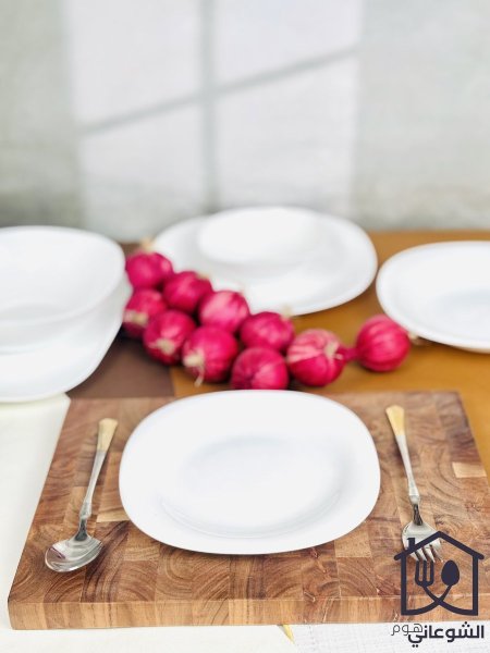 صحن اوبال شوعاني مربع ابيض سادة 20CM