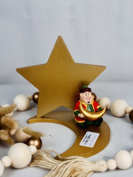 فانوس رمضان نجمة وهلال خشب