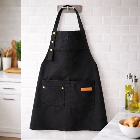 مريول مطبخ - جلي - اسود مع جيب قماش