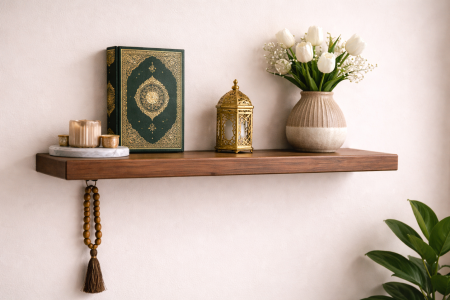 رف ديكور خشبي قوي تعليق 60x25CM