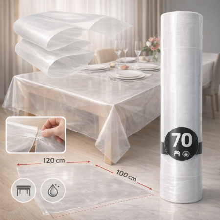 شرشف طاولة استخدام واحد مكون من 70 قطعة كل قطعة عرضض 120cm وطول 100سم