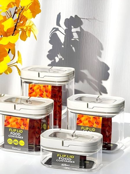 تبروير تخزين بلاستيك اكروليك محكم الاغلاق - اغلاق ضغط  مستطيل متعدد الاحجام