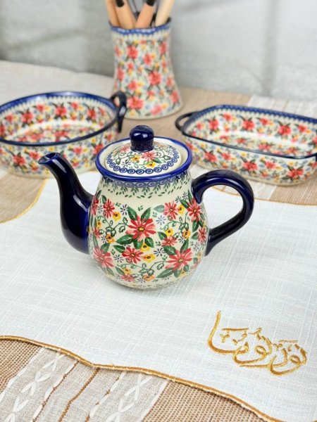 بريق شاي خزف مغربي مرسم مع 24CM