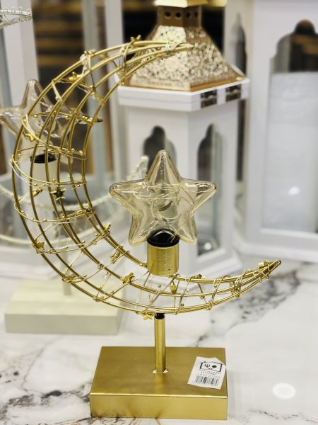 هلال مضيء قاعدة معدن مشبك