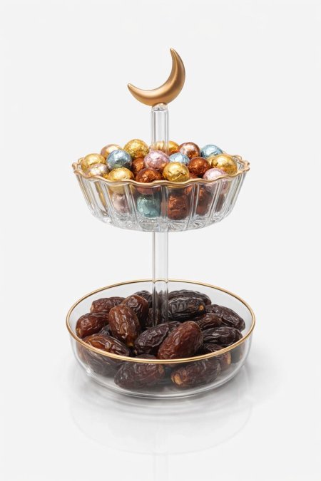 مضيفة زجاج اطار ذهبي صغيرة مع هلال