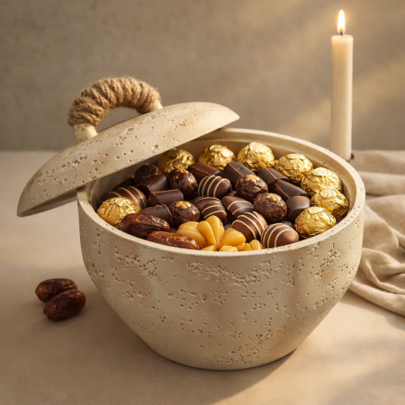 مضيفة جبص مخرم مع غطاء يد حبل ملفوف