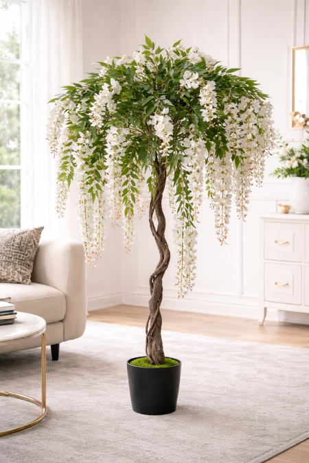 شجرة ورد مدلى ويستيريا بيضاء صناعية 180 سم – Artificial White Wisteria Tree