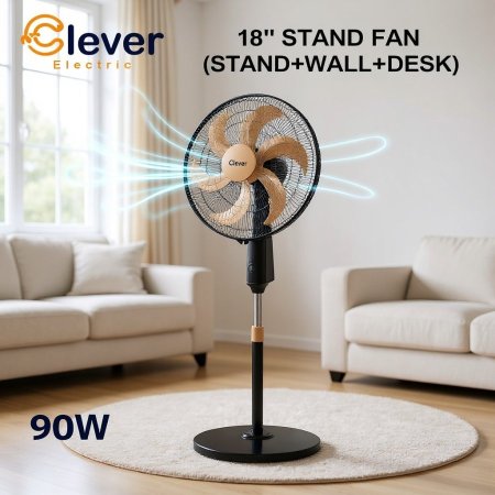 مروحة كهربائية بلاستيك CLEVER 18APRO /3-1 بقوة 90 واط مع ريموت