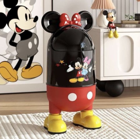 سلة مهملات بلاستيك ميكي ماوس مع ارجل