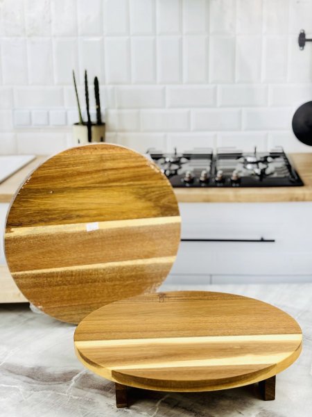 لوح تقديم / ديكور خشب موشح مع قاعدة دائري