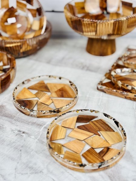 صحن ريزن مع خشب بني غامق 18CM