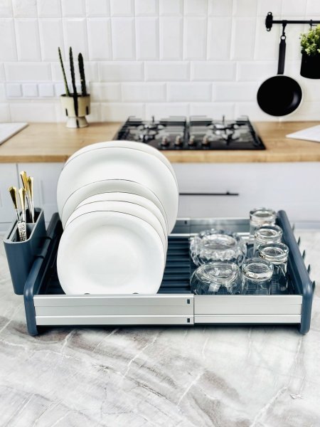 سلة / منظم / مشك صحون جلي بلاستيك اطار المنيوم قابل ل التكبير