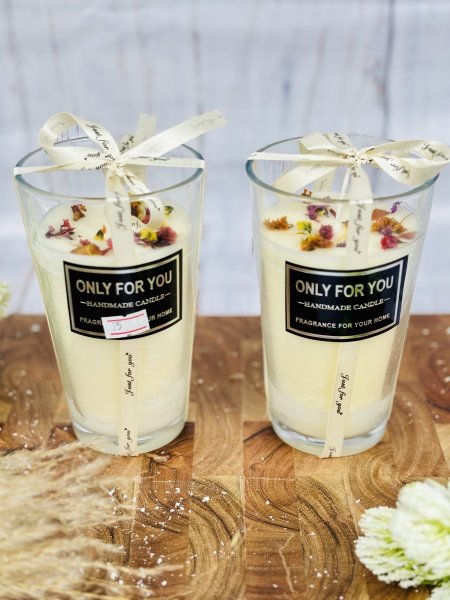 شمعة - شمع عطري زجاج دائري حجم كبير