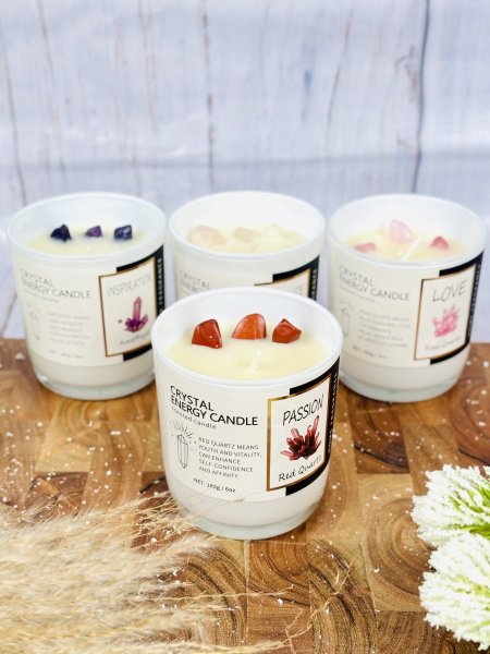 شمعة - شمع عطري زجاج دائري مع احجار