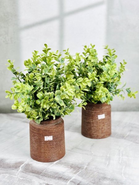 قوار ورد فخار بورسلان صغير عشب اخضر