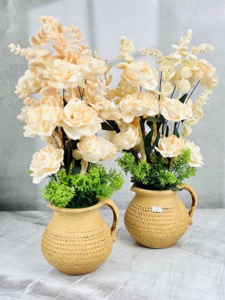 قوار بورسلان شكل بريق مع ورد كبير 45CM