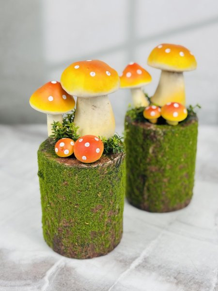 قوار خشب مع عشب شكل فطر