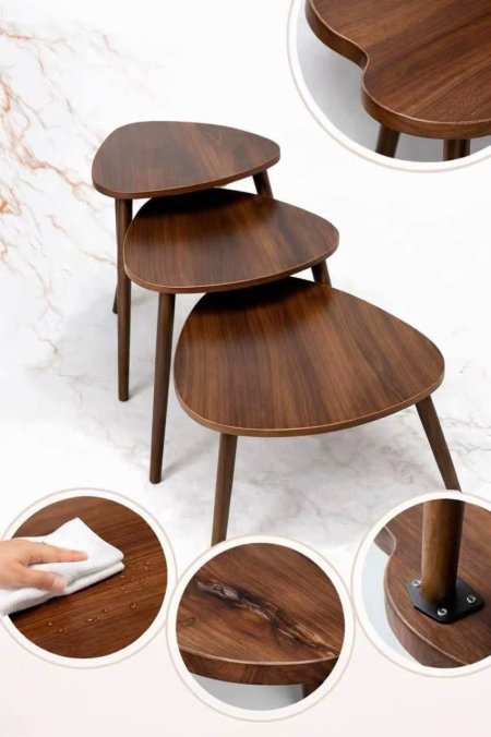 طقم سكملات خشبي 3 قطع شكل مثلث