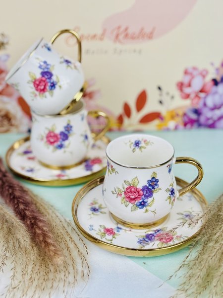 مج بورسلان مذهب مورد كبير مع صحن اطار ذهبي