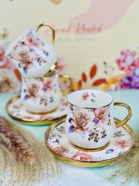 مج بورسلان مذهب مورد كبير مع صحن اطار ذهبي