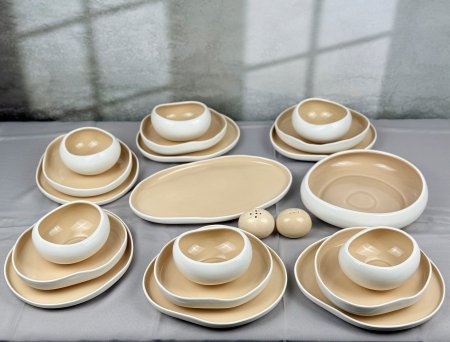 طقم صحون 28 قطعة بورسلان متعرج