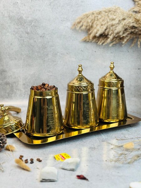 طقم 3 سكريات موديل نحاس هندي مع قاعدة
