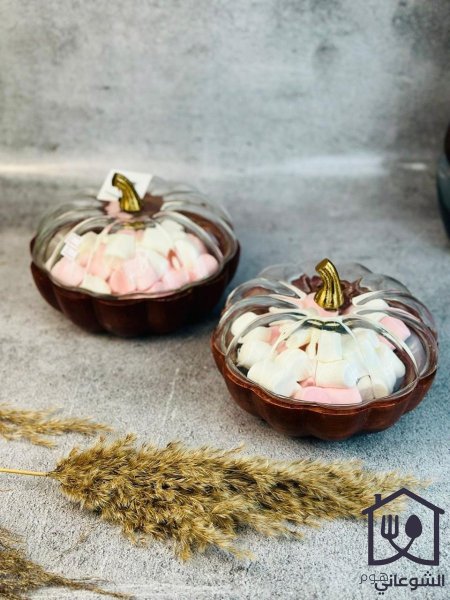 مضيفة شكل يقطين خشب طبيعي مع غطاء زجاج هندي