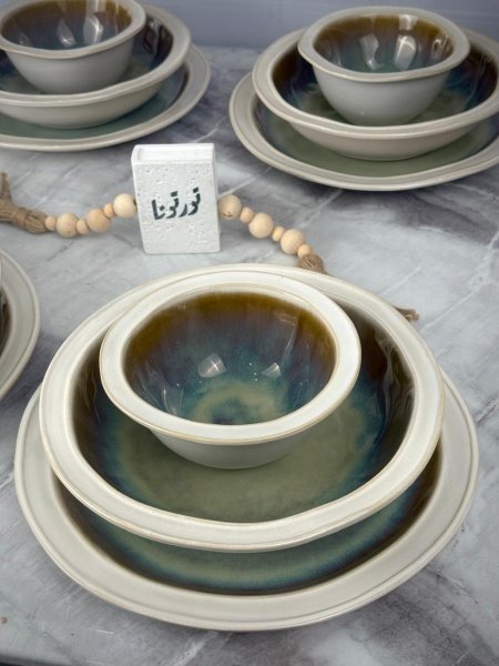 طقم صحون سيراميك ( بورسلان ) 18 قطعة Aurora Aurora Ocean (الأزرق المتدرج)