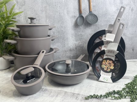 طقم طناجر جرانيت 13 قطعة مع يد عظم  (Maestro chef)