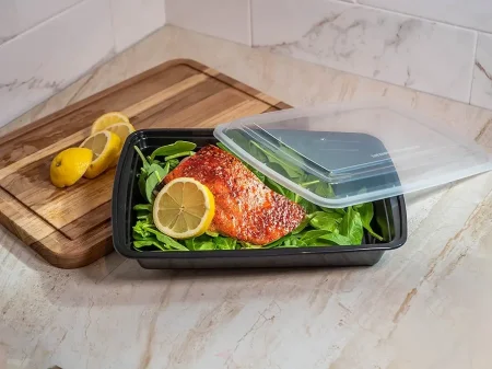 تبروير أكل بلاستيكي مع أغطية وعلب طعام TakeAway قطعة 8 مستطيل 1.7 لتر