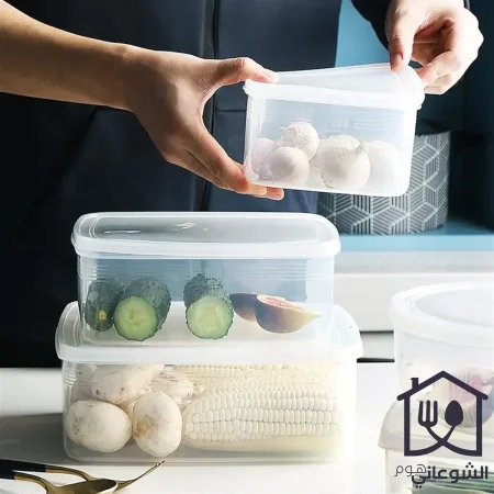 طقم 3 تبرويرات تخزين بلاستيك صحي شكل مستطيل احجام كبيرة ، محكم الاغلاق، مناع لتسريب