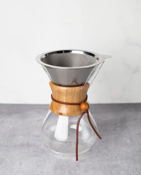 إبريق تحضير القهوة المقطرة Chemex وV60 مع فلتر ستانلس ستيل دائم – Chemex & V60 Pour Over Coffee Maker