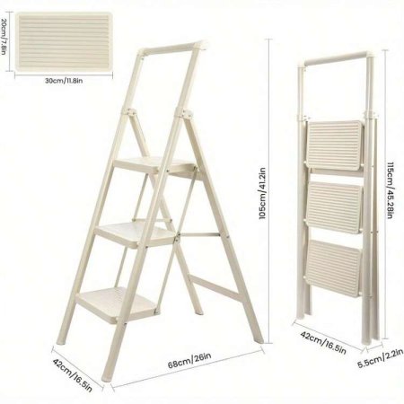 سلم منزلي فولاذي قابل للطي 3 / 4 درجات مع مقبض – Folding Steel Step Ladder with Handle