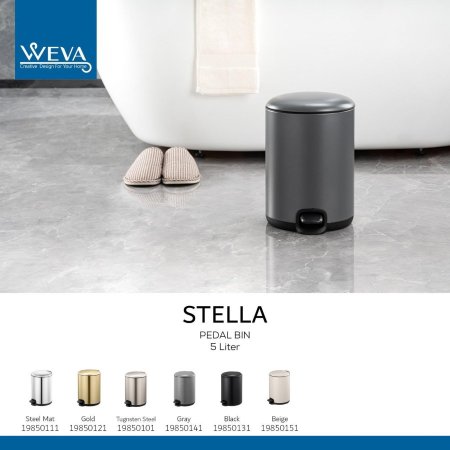 سطل / سلة مهملات ستانلس 5 لتر دائري WEVA