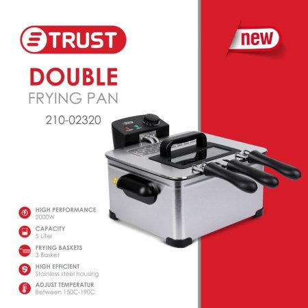 مقلى زيت كهربائي مزوج 2000W سعة 5 لتر TRUST