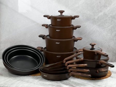 طقم طناجر Maestro ( TITAN BROWN) ثقيل 15 قطعة 