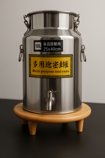 قاعدة دلو ، خزان زيت ستانليس خشب بامبو