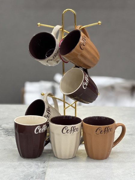 طقم مجات بورسلان coffee ملون
