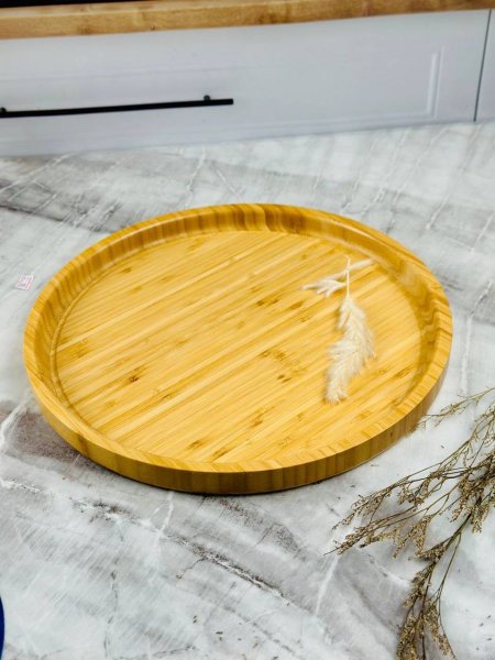 صحن خشب بامبو دائري