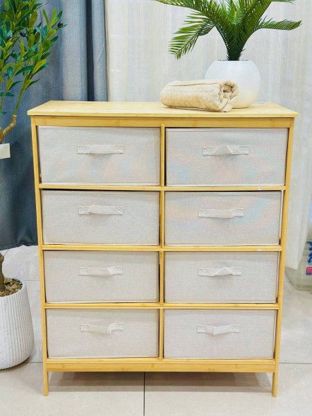 خزانة / كومدينة خشب مع جوارير قماش 4 طبقات