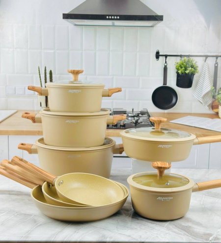 طقم طناجر جرانيت ثقيل مميز – ١٣ قطعة